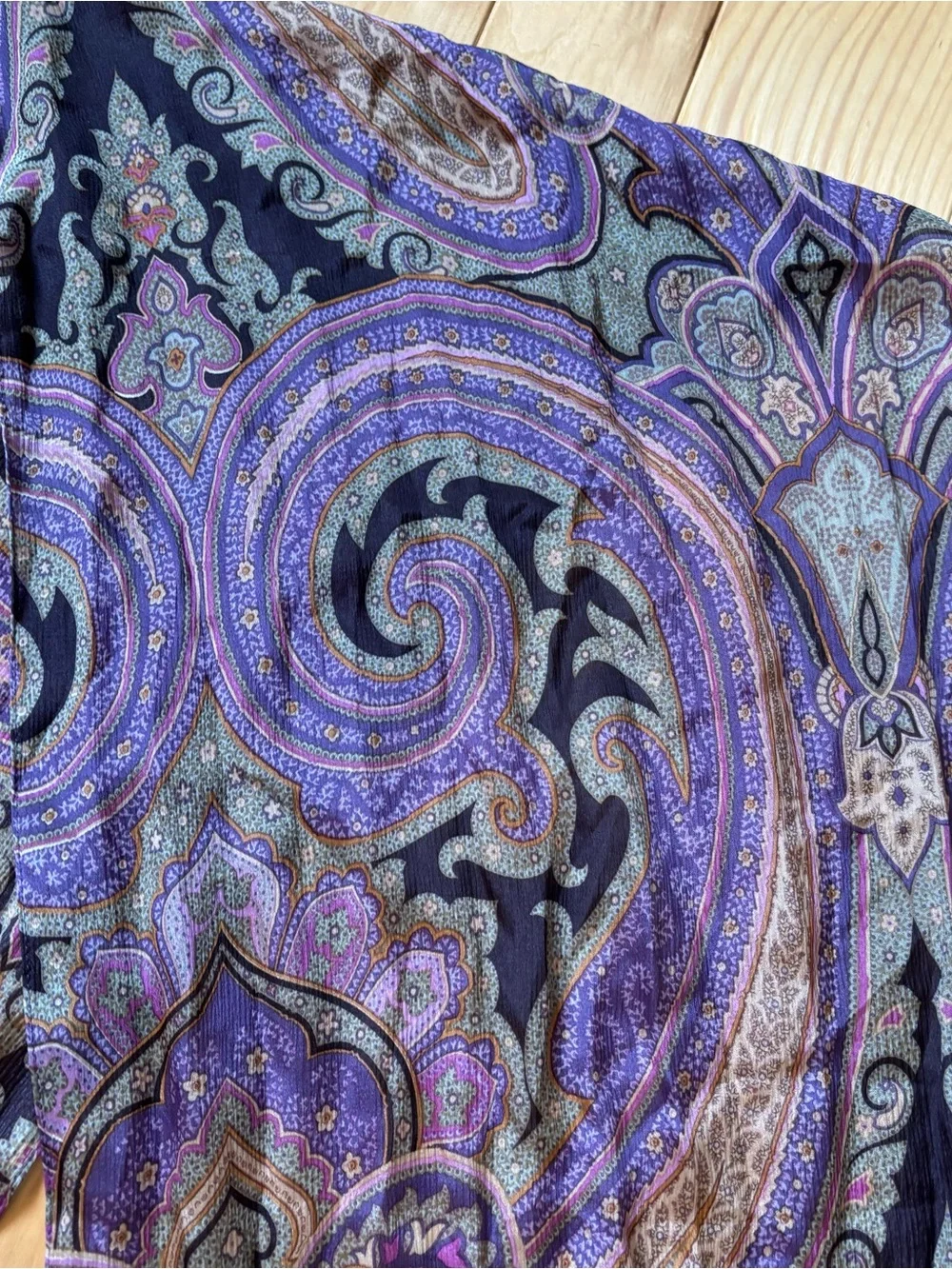 Lauren Ralph Lauren Silk Purple Multicolor Paisley Patterned Scarf